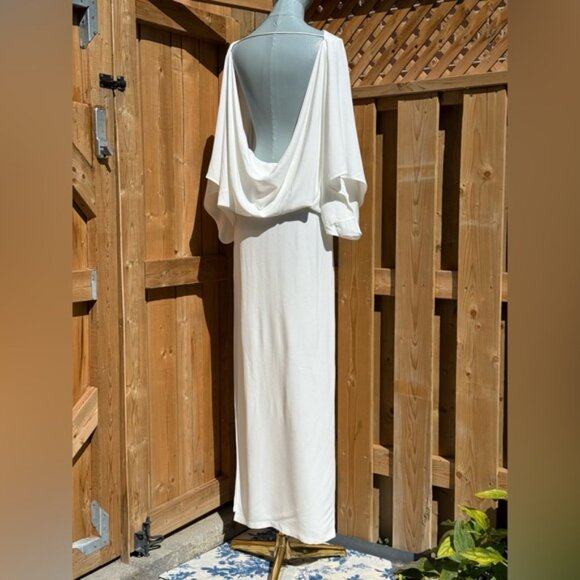 🆕 RAT & BOA 🧿 NWOT Margot Boatneck Long Sleeve Open Back White Maxi, Sz XXS - Picture 10 of 16